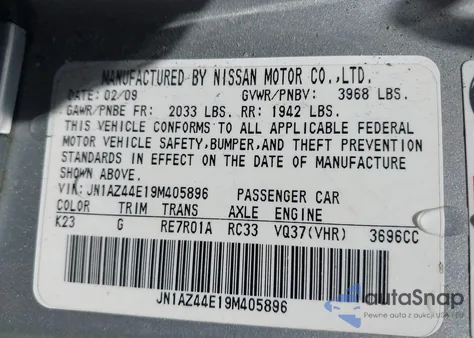 2009 Nissan 370Z Touring from USA, damaged, VIN JN1AZ44E19M405896